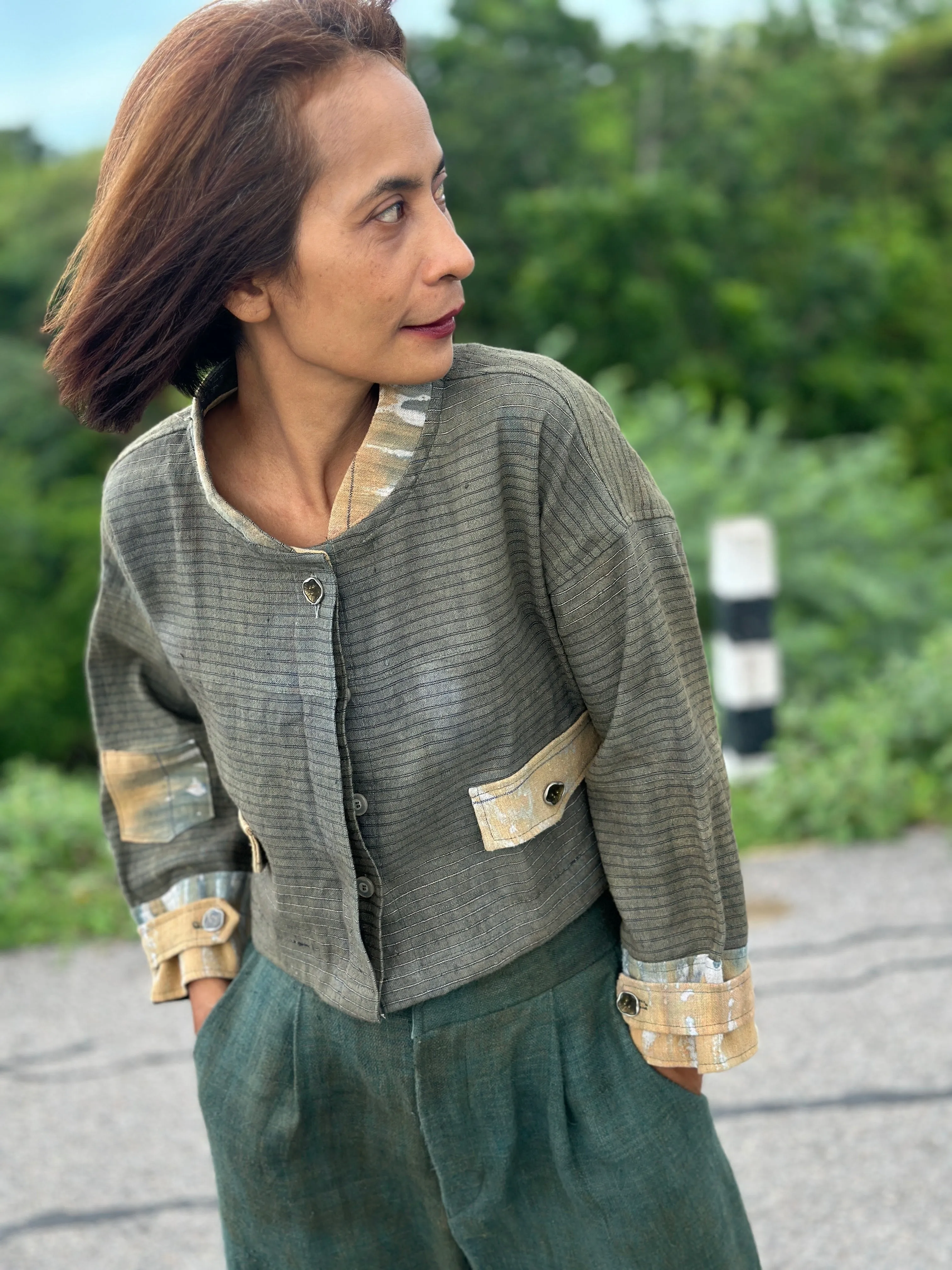 Green Hemp Jacket Top