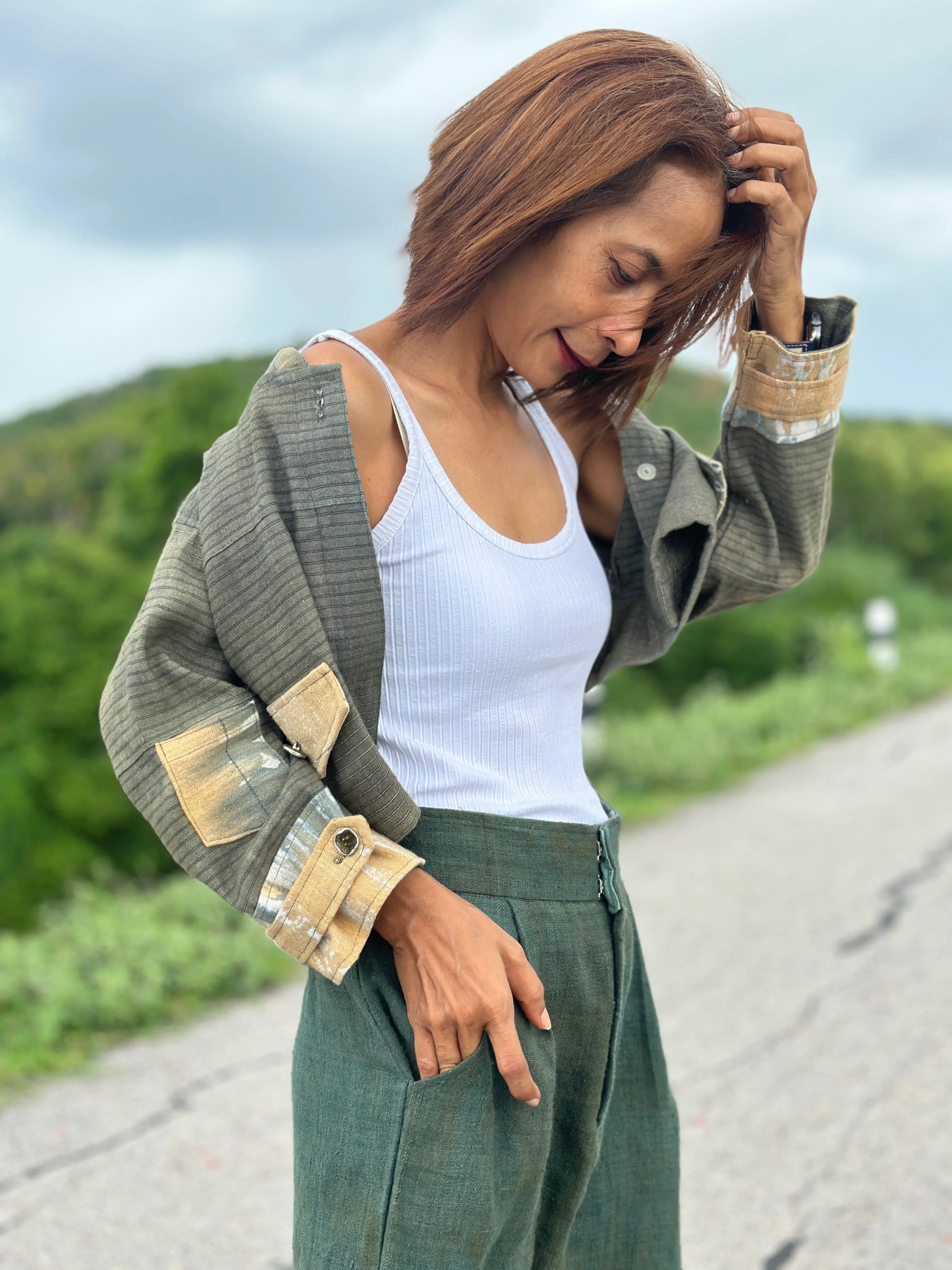 Green Hemp Jacket Top