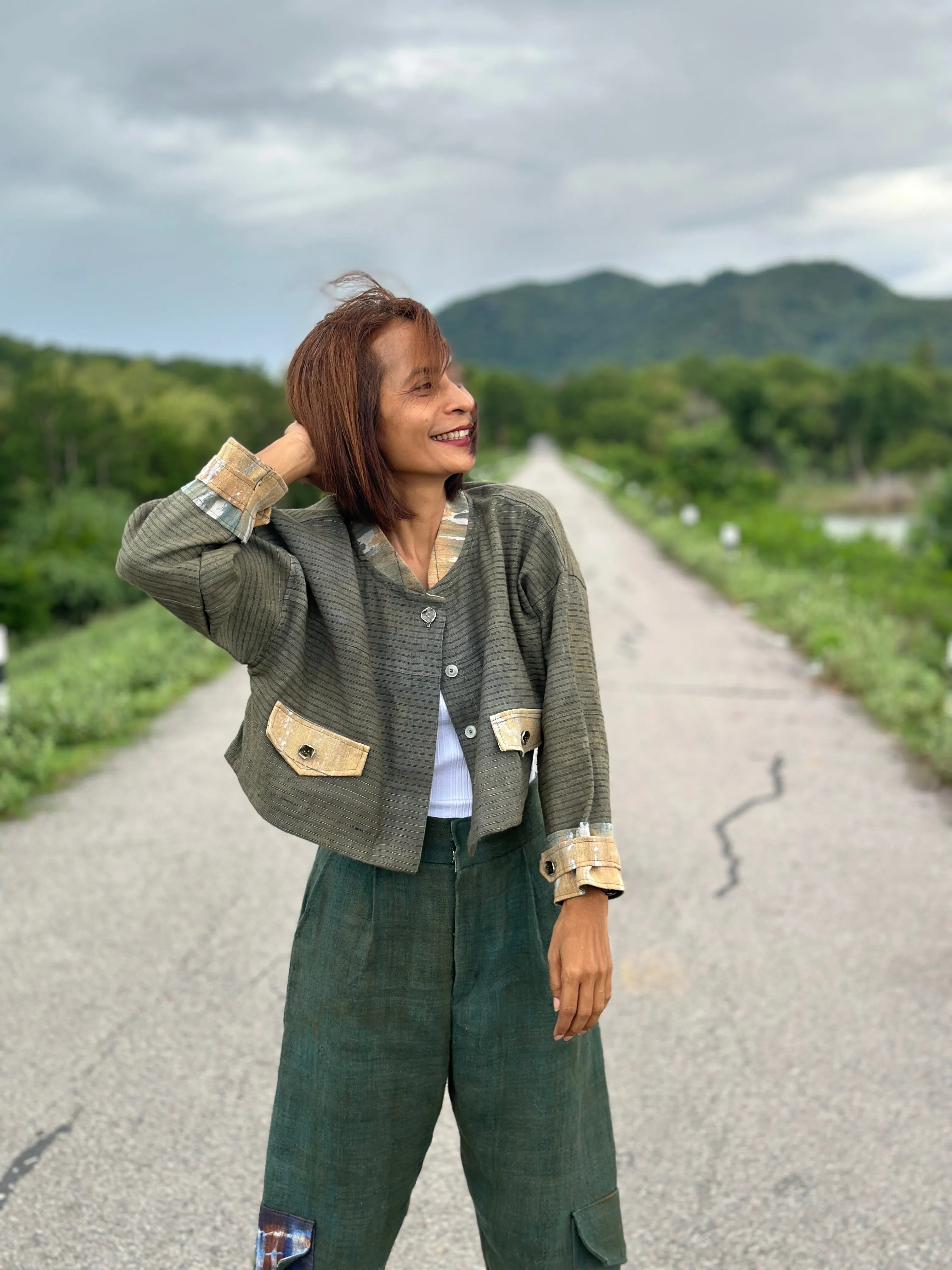 Green Hemp Jacket Top