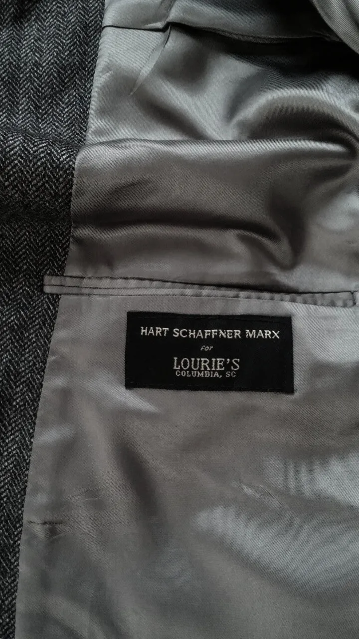 Hart Schaffner Marx-Gray Herringbone, 100% Wool Sportcoat- size 44S