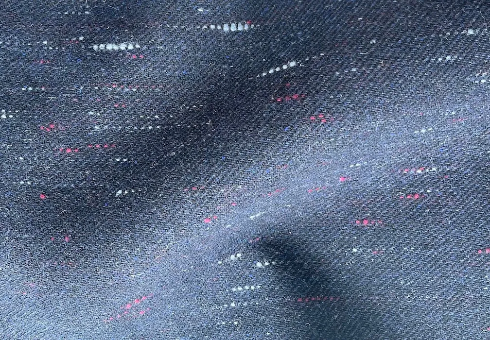 Hefty Flecked Midnight Navy Wool Blend Twill Coating (Made in Italy)
