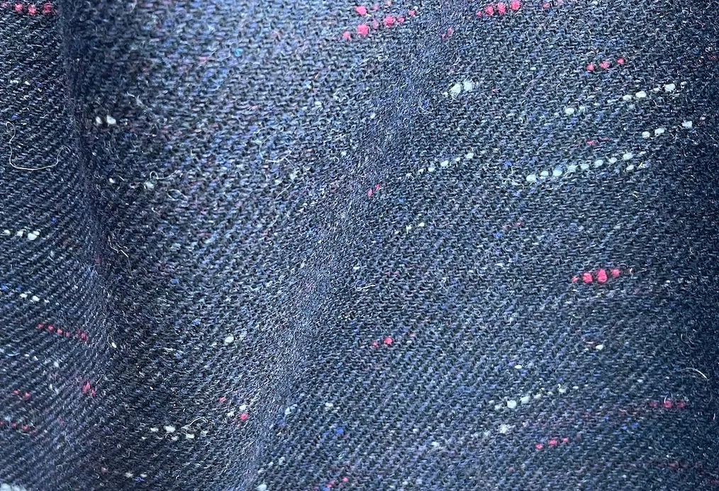 Hefty Flecked Midnight Navy Wool Blend Twill Coating (Made in Italy)