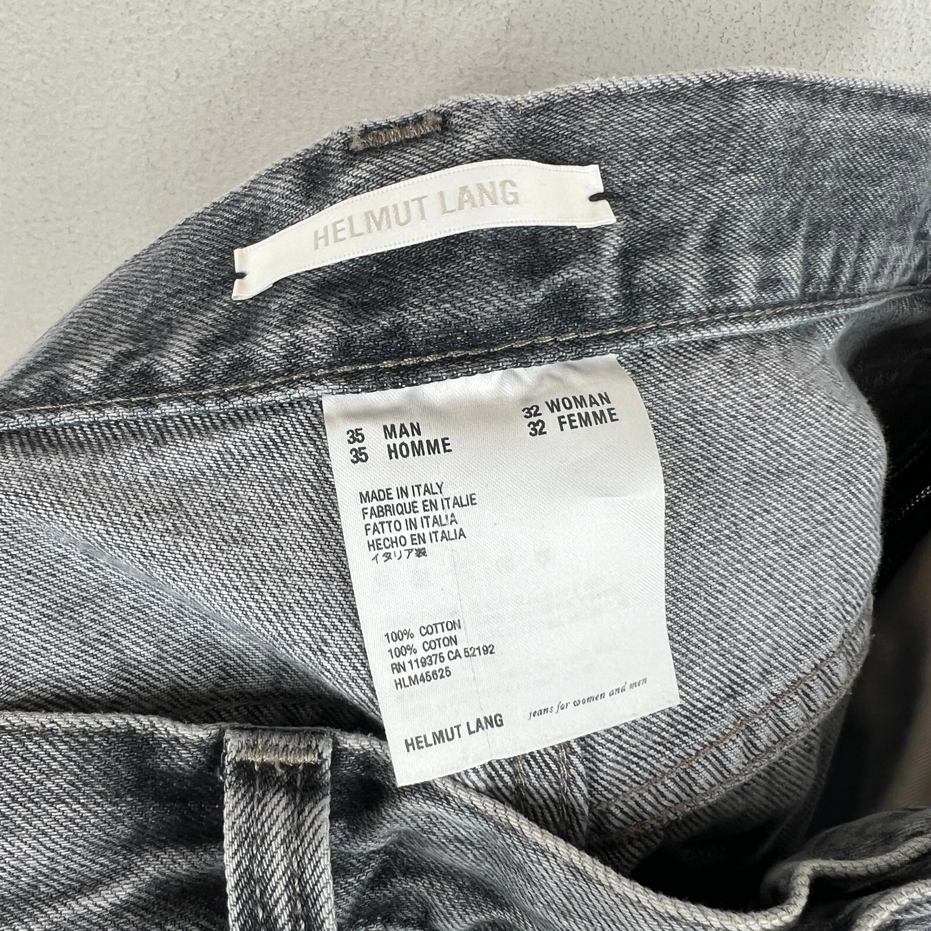 Helmut Lang Grey Zipper Jeans