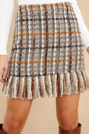 Just Classy Taupe Tweed Skirt