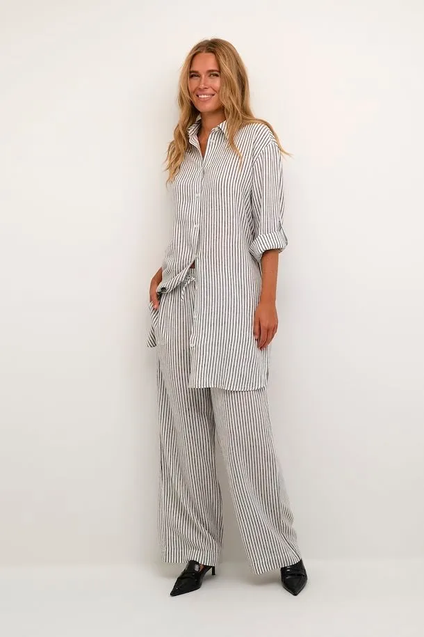 KAFFE Milia Shirt Dress in Chalk / Black Stripe