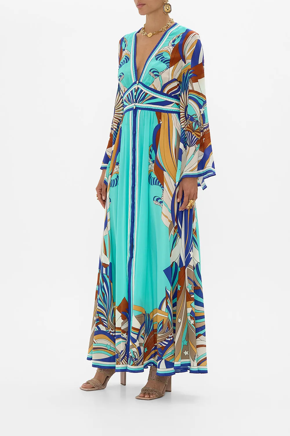 KIMONO SLEEVE DRESS WITH SHIRRING DETAIL OASIS ORACLE