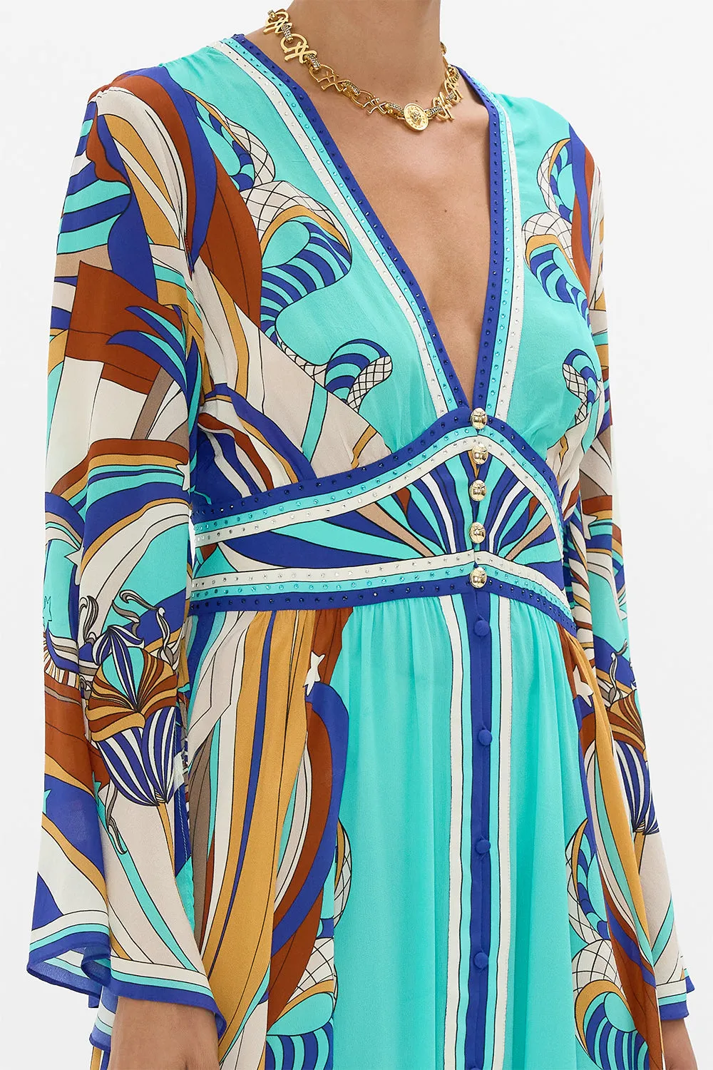 KIMONO SLEEVE DRESS WITH SHIRRING DETAIL OASIS ORACLE