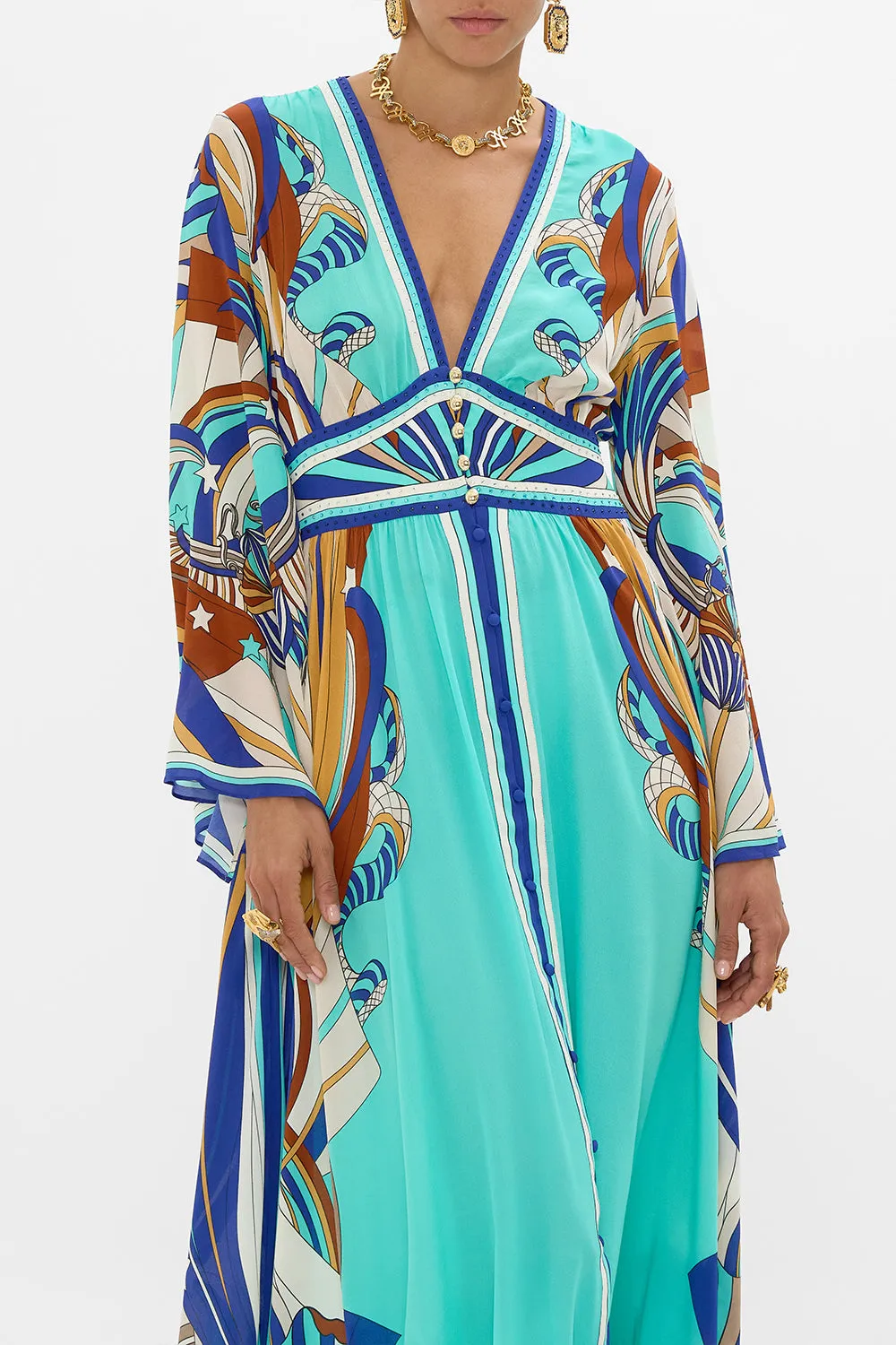 KIMONO SLEEVE DRESS WITH SHIRRING DETAIL OASIS ORACLE