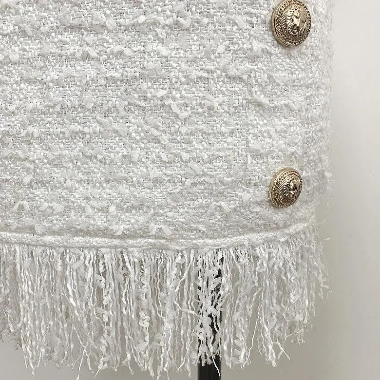 KittenAlarm - Angela Tweed Tassel Trim Skirt