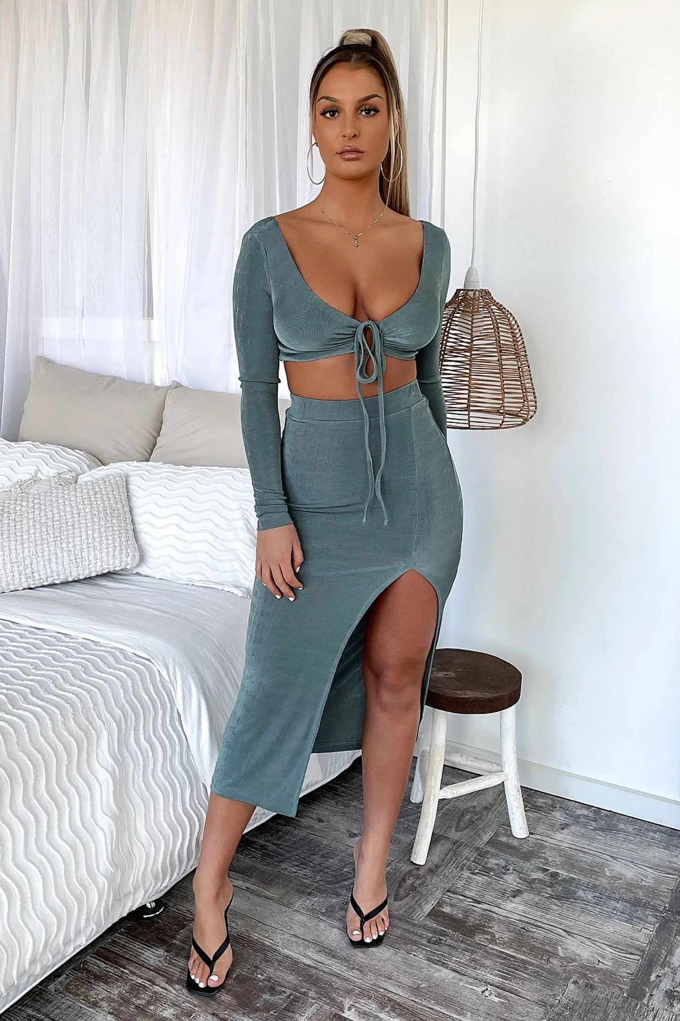 Kurser Midi Skirt - Khaki