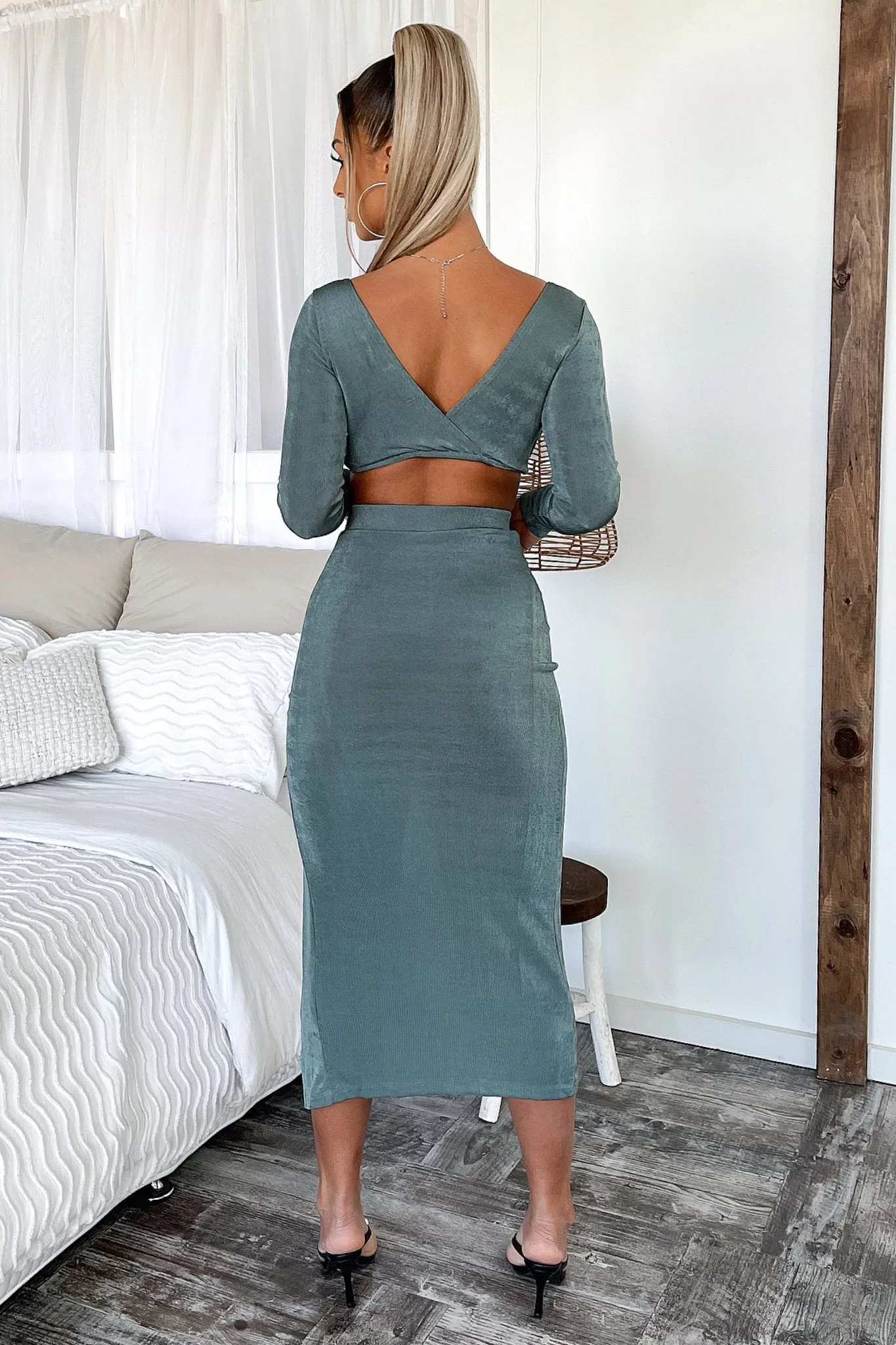 Kurser Midi Skirt - Khaki