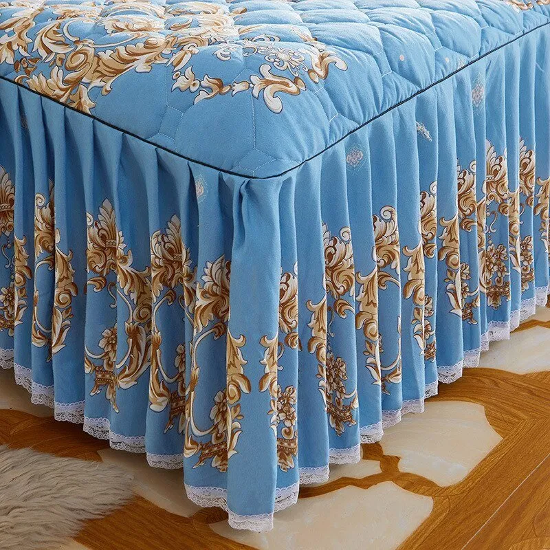 Lace Quilted Bed Skirt - Luxury King Size Bed Cover