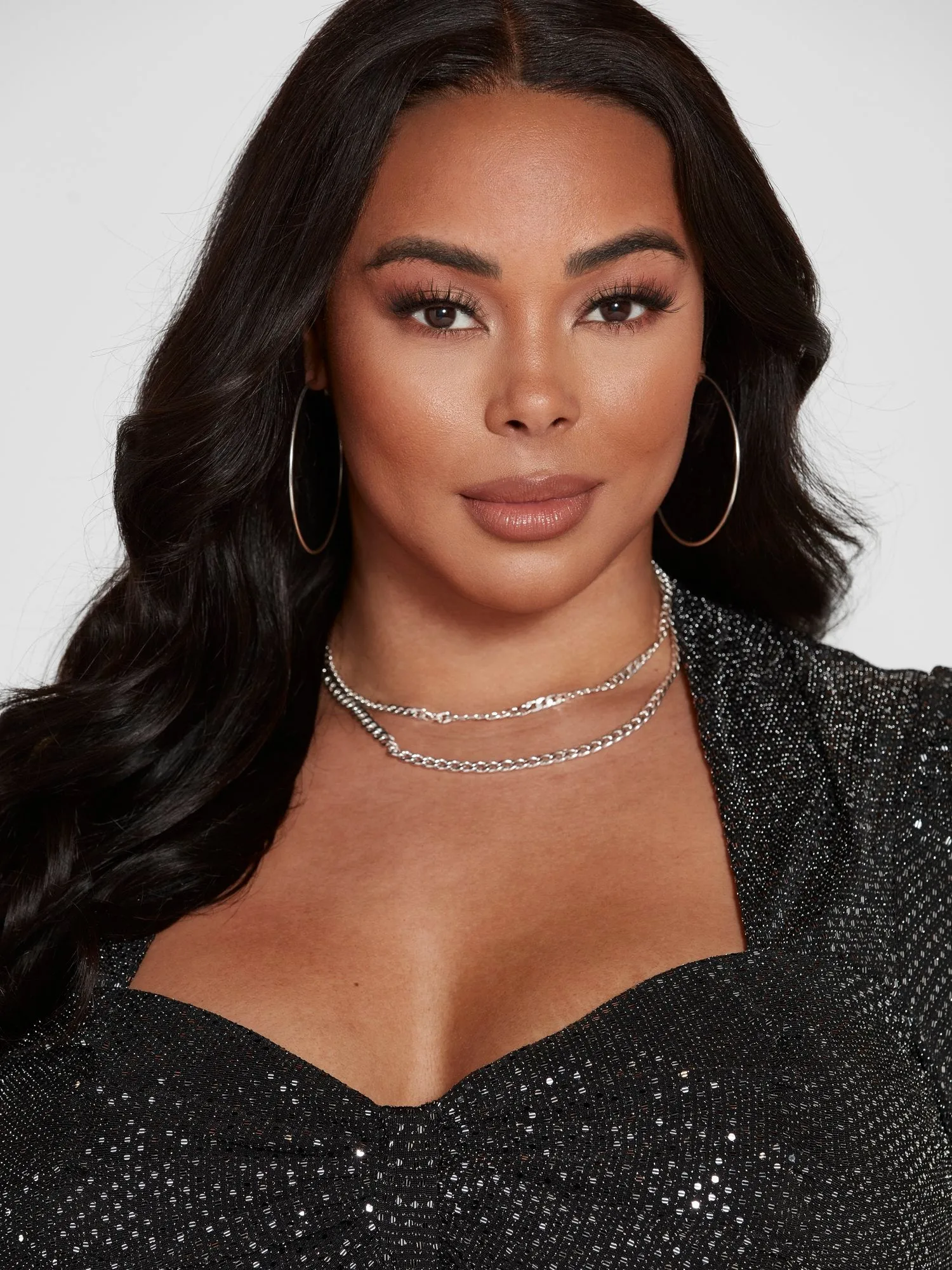 Leandra Puff Sleeve Metallic Crop Top