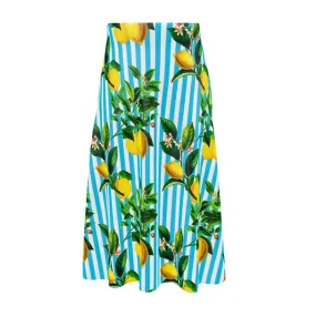 Lemon Striped Midi Skirt