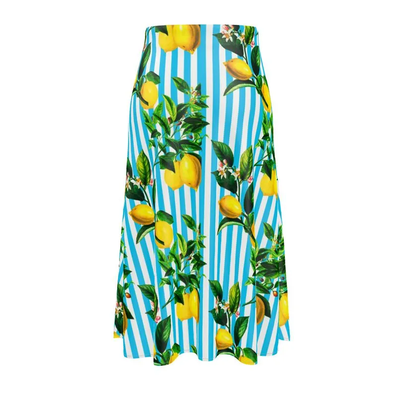 Lemon Striped Midi Skirt