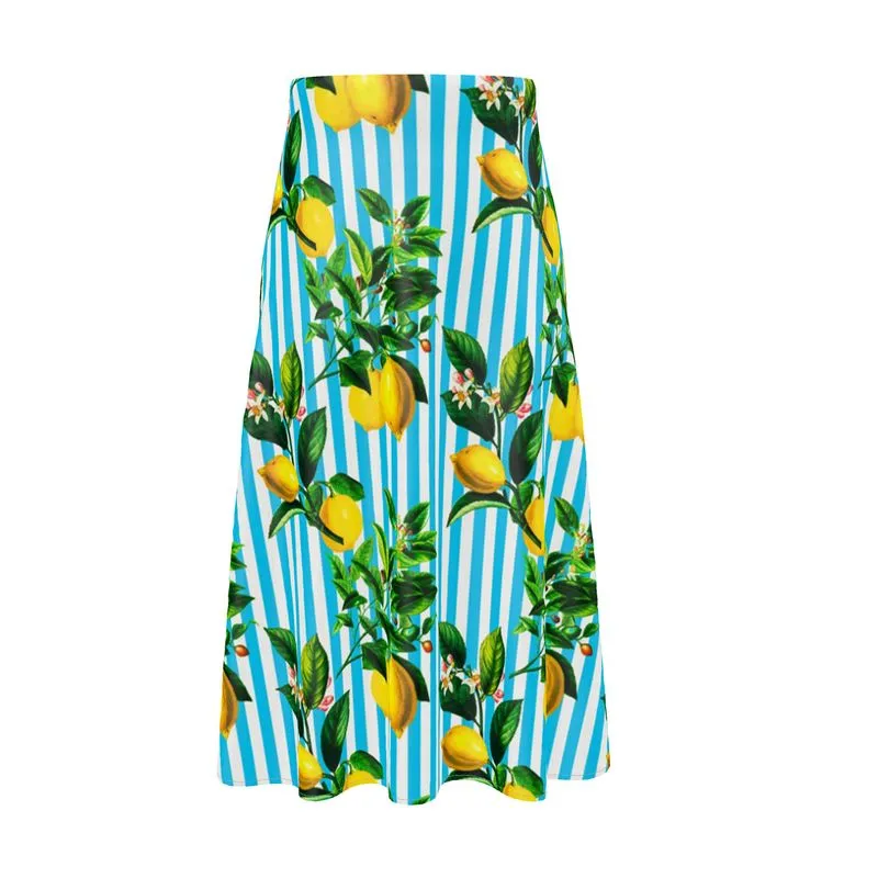 Lemon Striped Midi Skirt