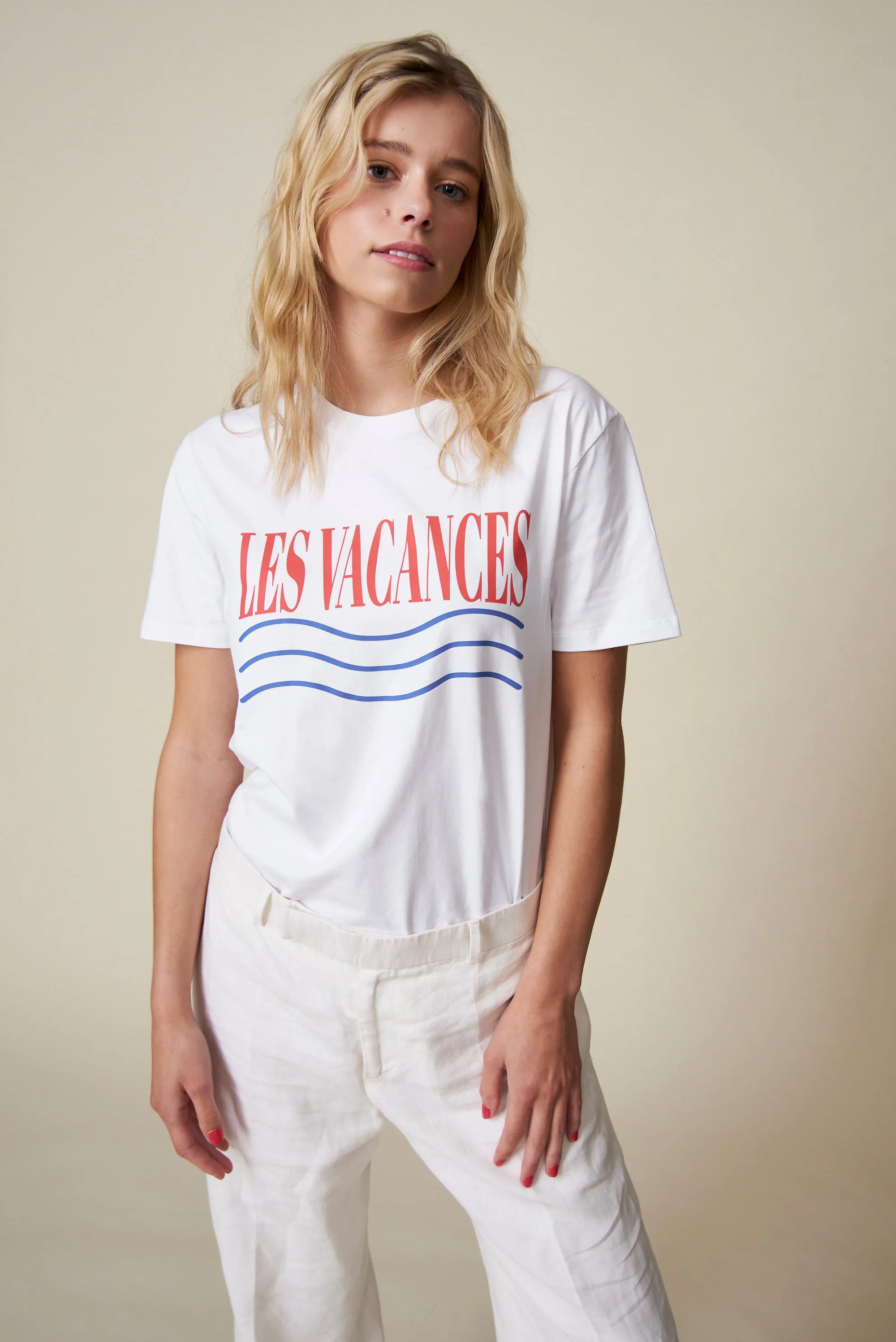 Les Vacances T-Shirt - Weiß/Blau/Rot