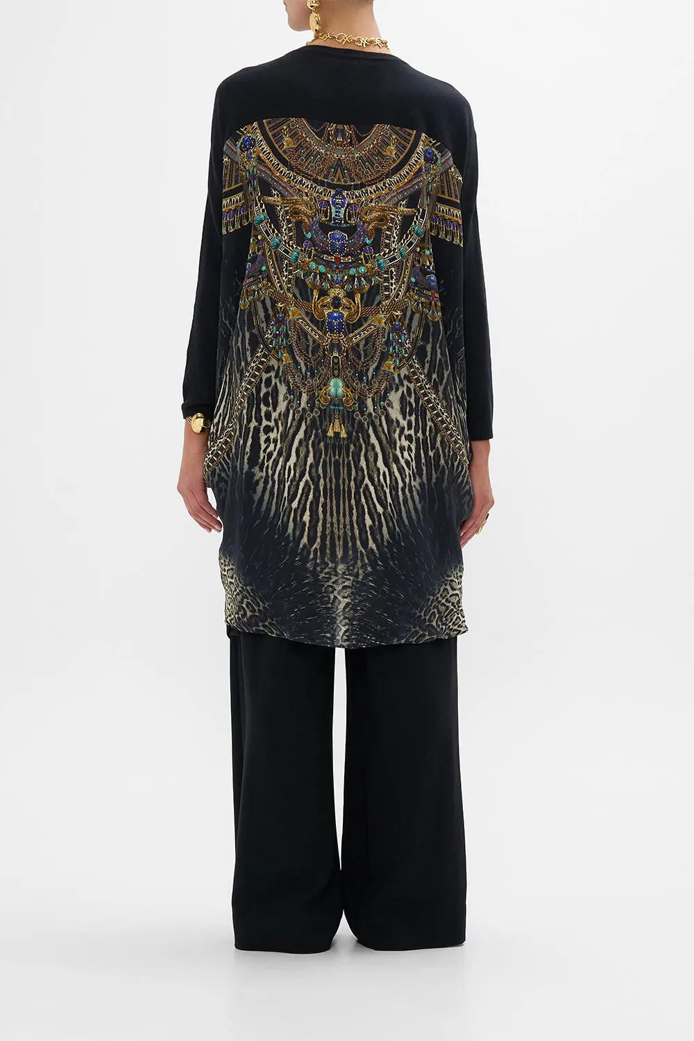 LONG SLEEVE JUMPER WITH PRINT BACK CAT WORSHIP