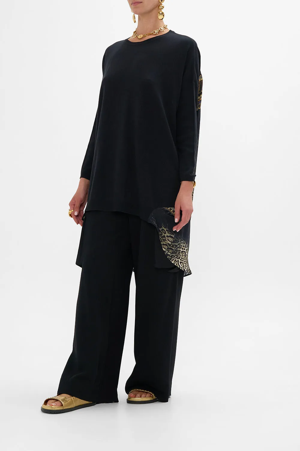 LONG SLEEVE JUMPER WITH PRINT BACK CAT WORSHIP