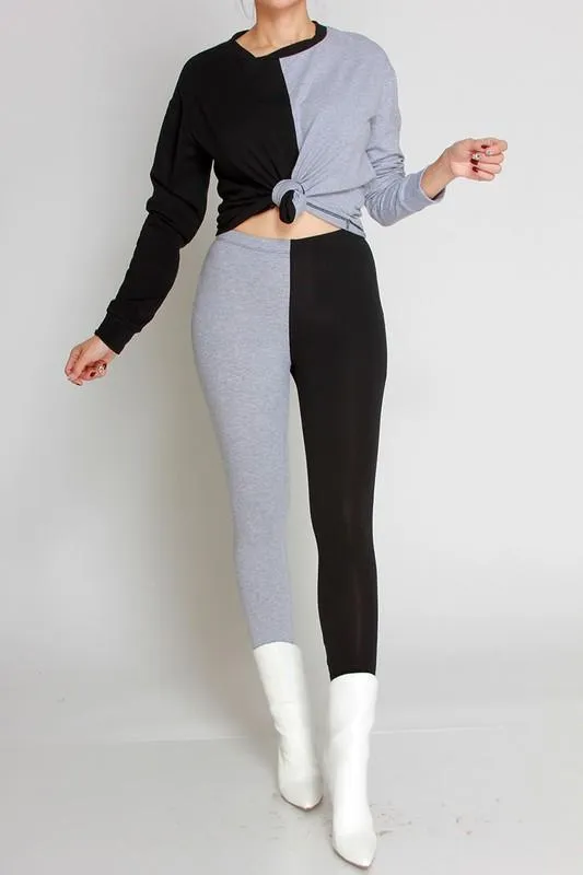 Lounge with me| Color Block Black & Grey set