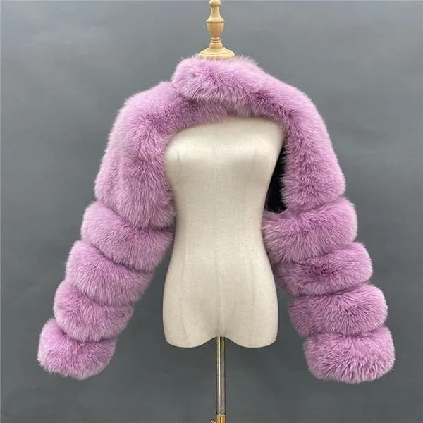 Luxury Faux Fur Cropped Jacket F4069
