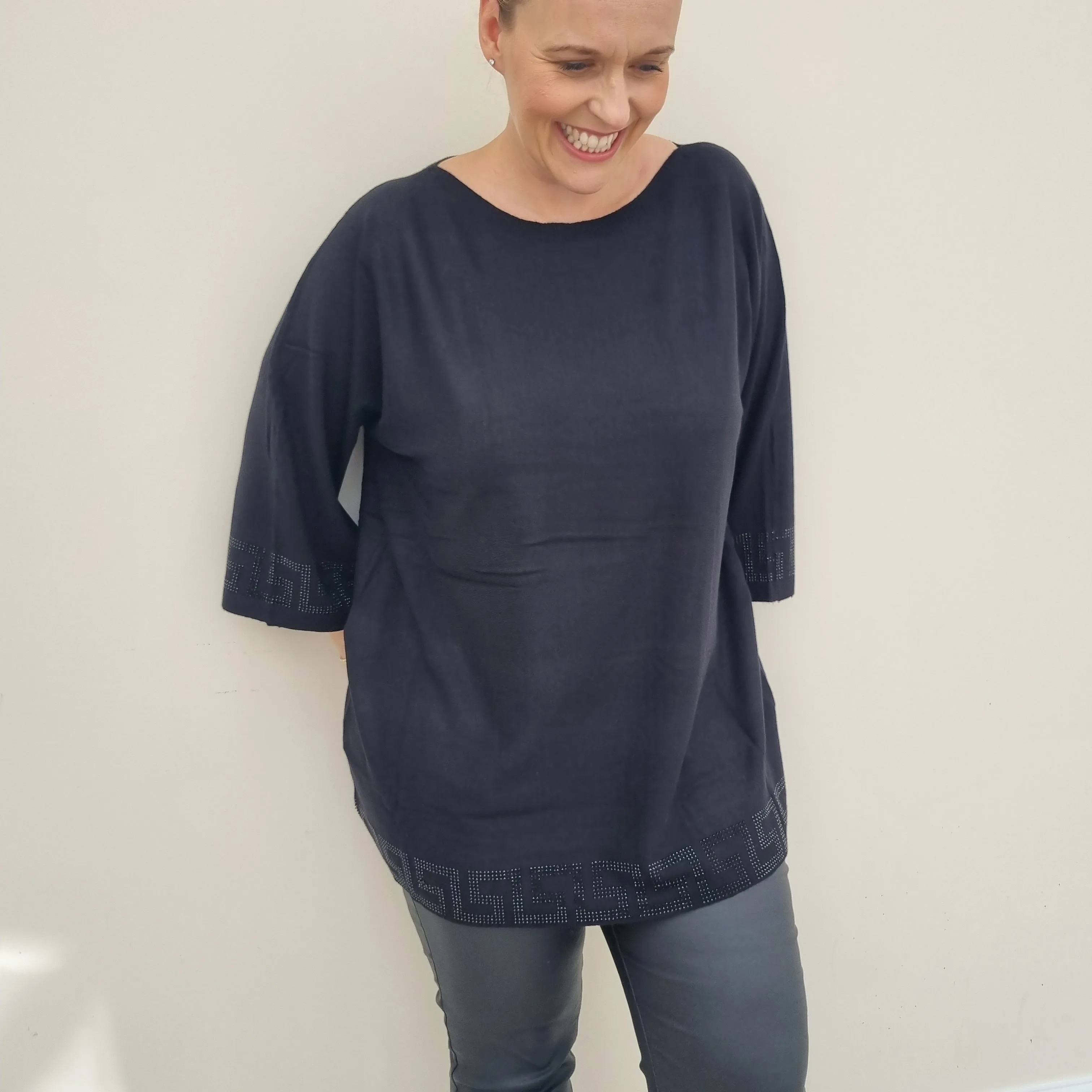 Malissa J Knitted jumper with geo design