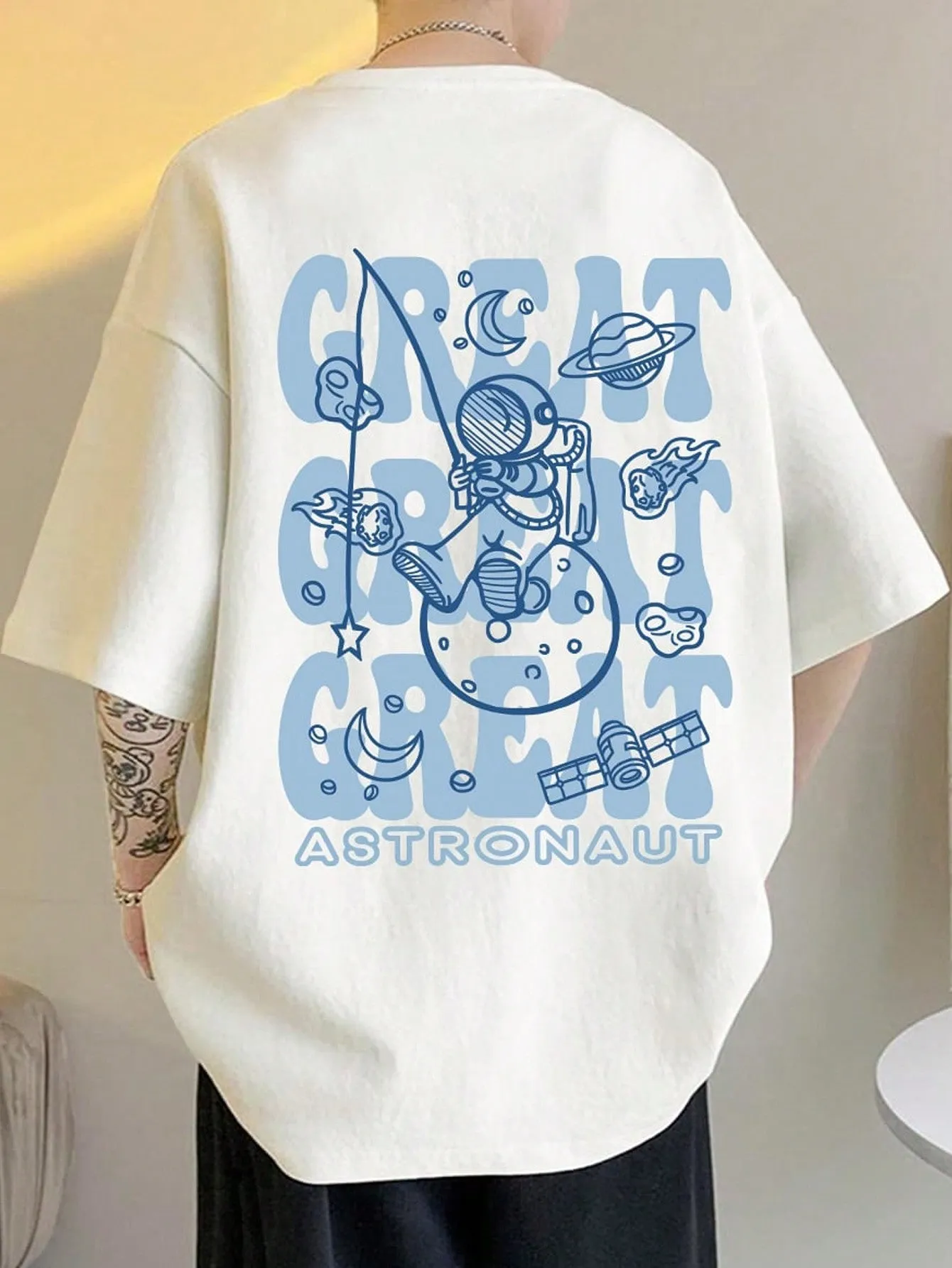 Manfinity EMRG Men T-Shirts Baggy Crew Neck Short Sleeve Graphic Tee Summer