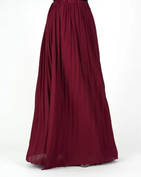 Maroon pleated Maxi Skirt