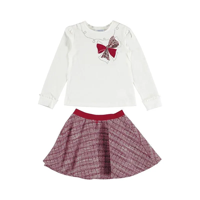 MAYORAL - Tweed Skirt Set - Red