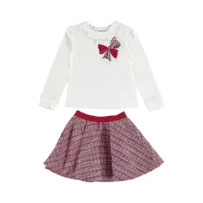MAYORAL - Tweed Skirt Set - Red