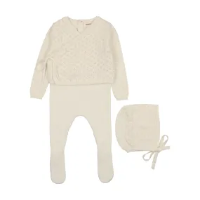 Mema Knits Cream Jumper Footie   Cardigan