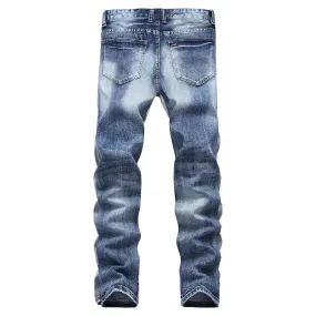 Men's Ripped Straight Regular Jeans^