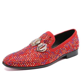 Mens Slip on Pointed Oxfords with Decoration
