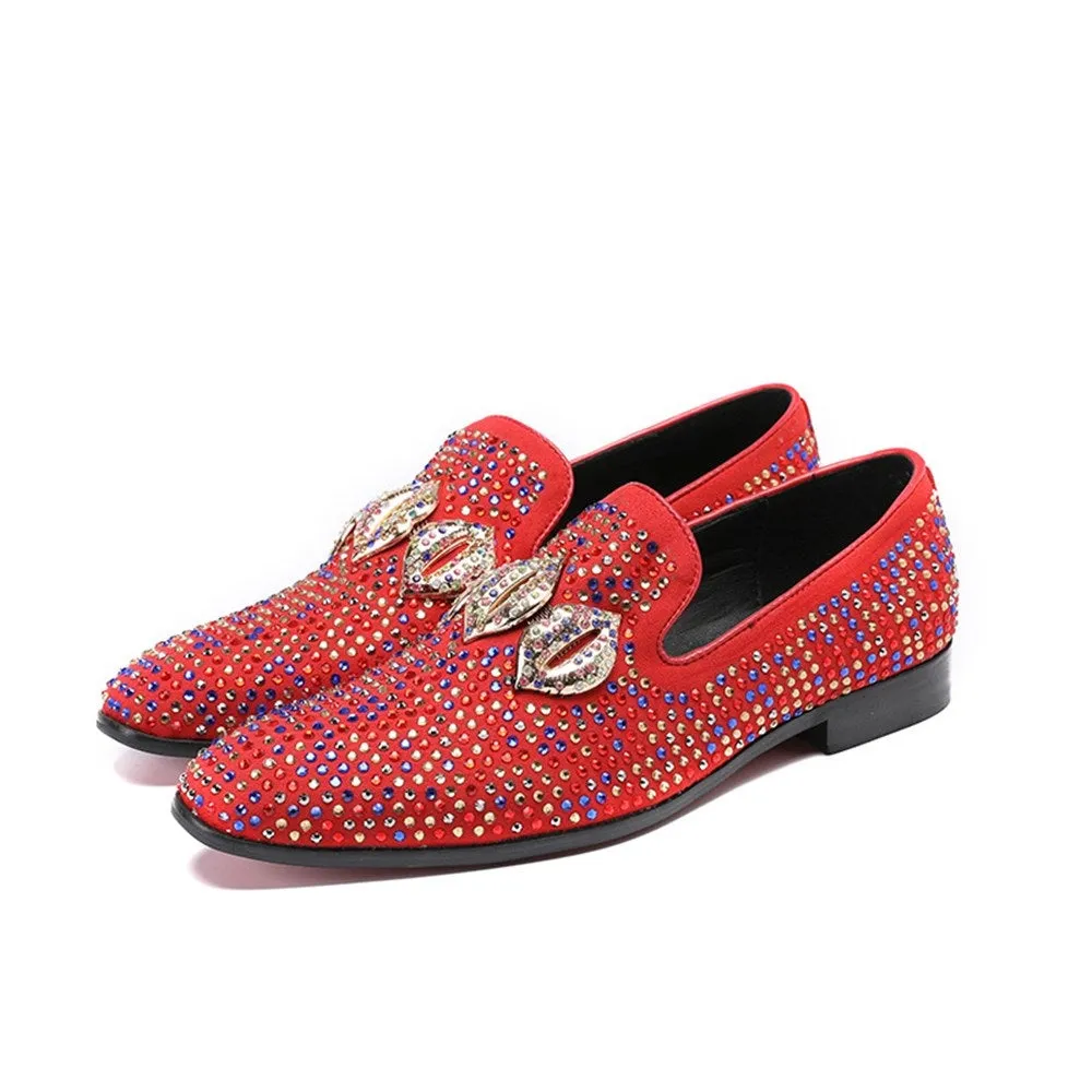 Mens Slip on Pointed Oxfords with Decoration
