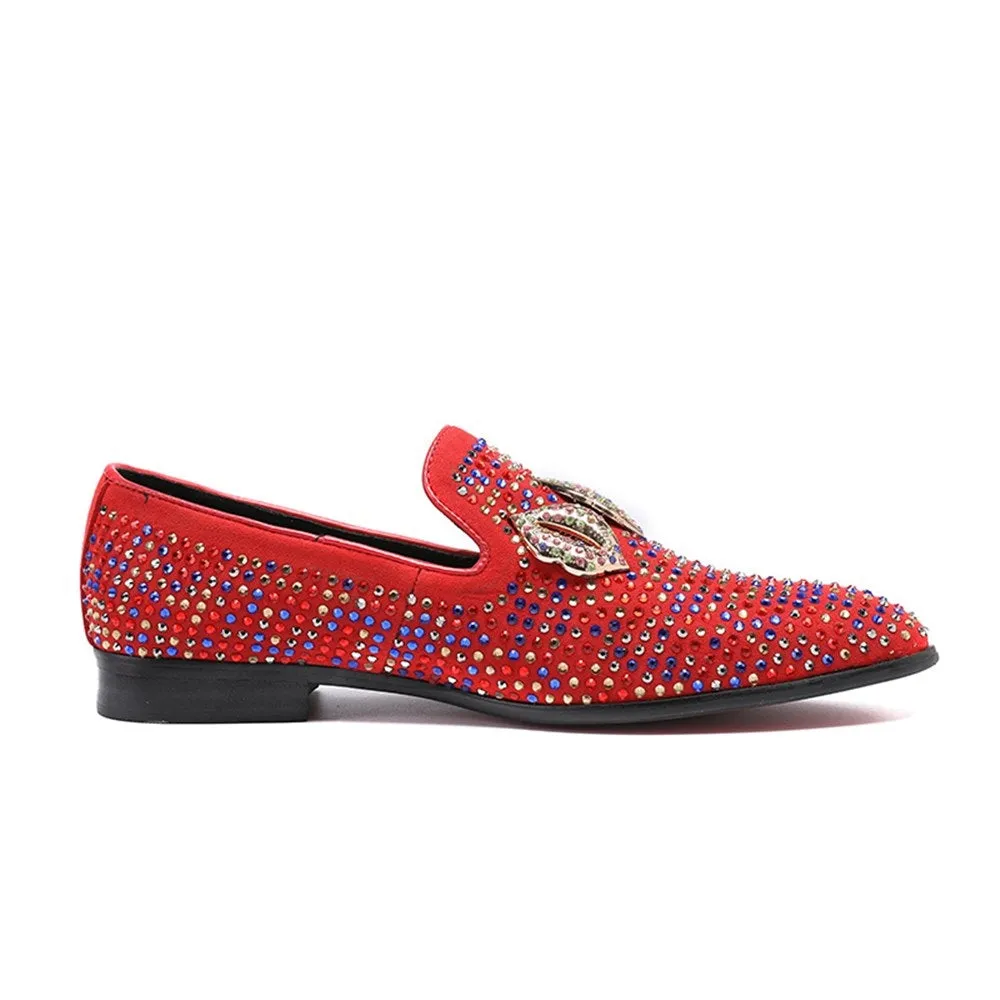 Mens Slip on Pointed Oxfords with Decoration