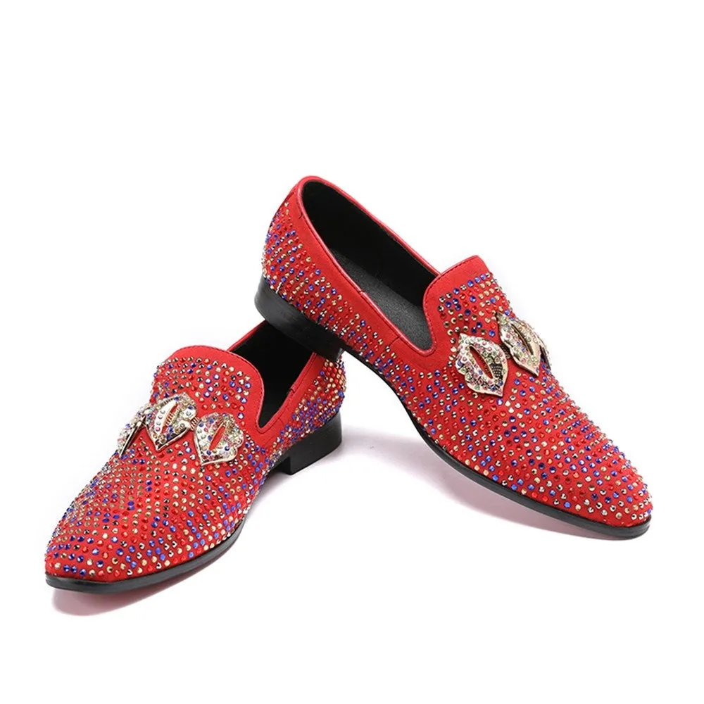 Mens Slip on Pointed Oxfords with Decoration
