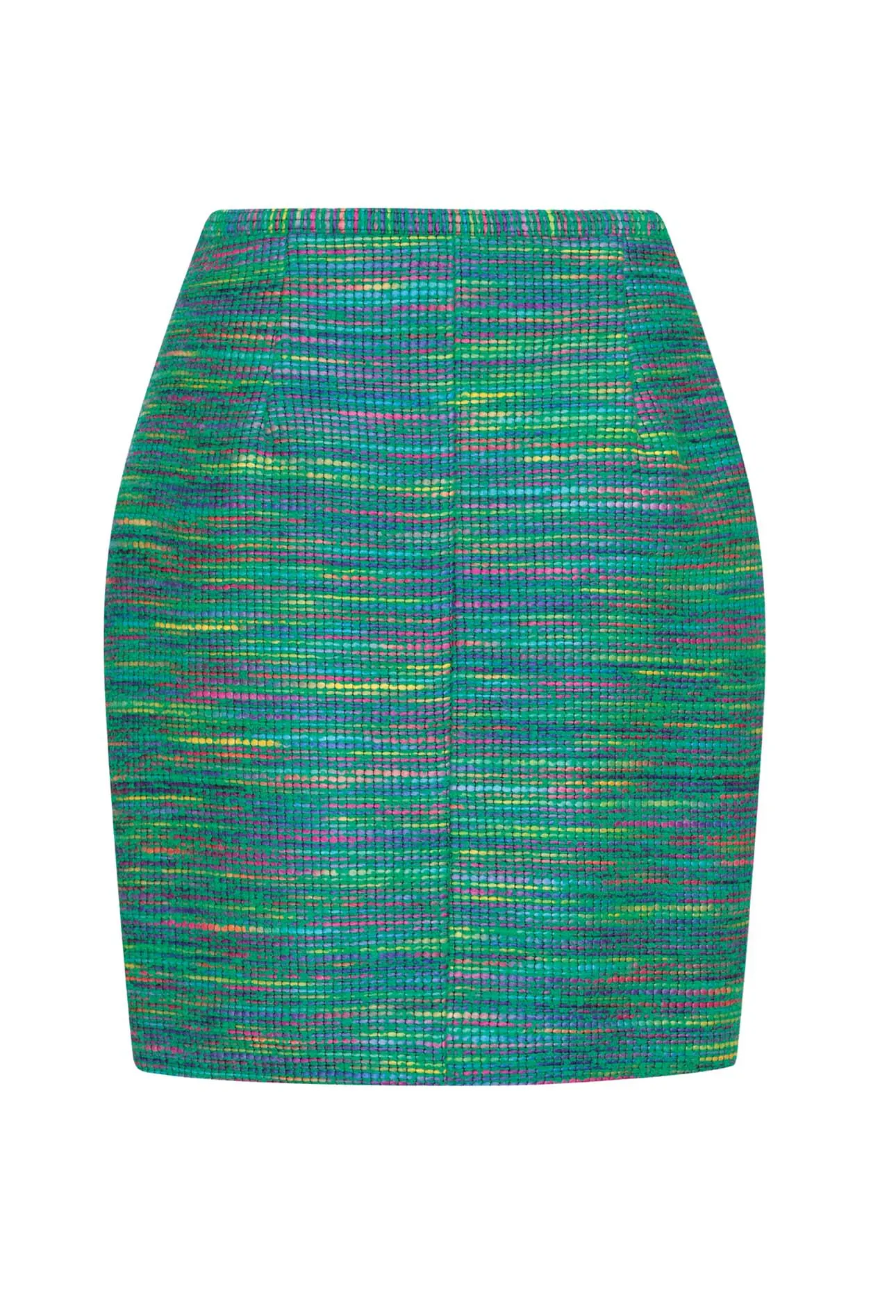 Mini Skirt in Green Striped Tweed - Penny