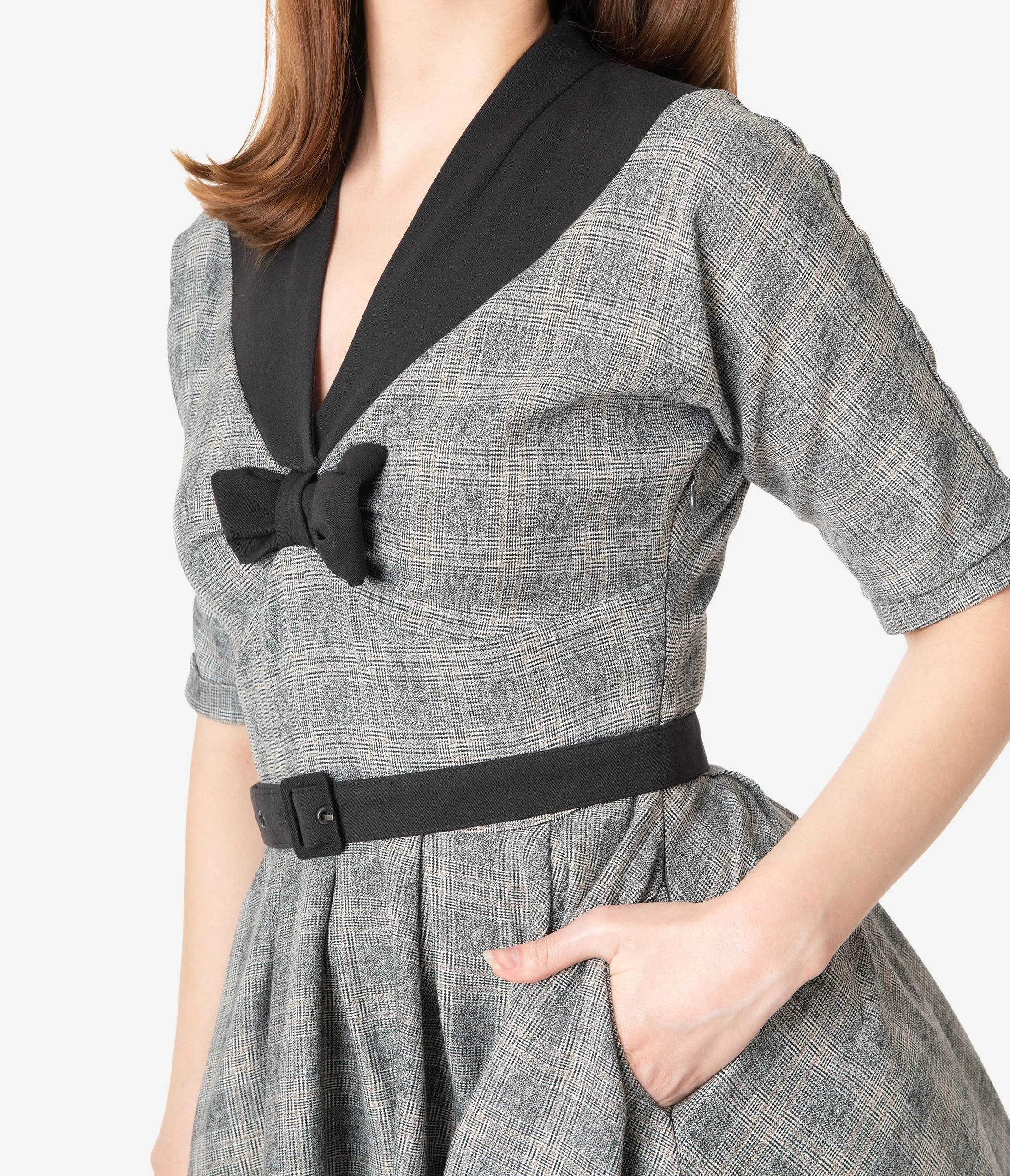 Miss Candyfloss 1950s Grey Check Maeby Swing Dress