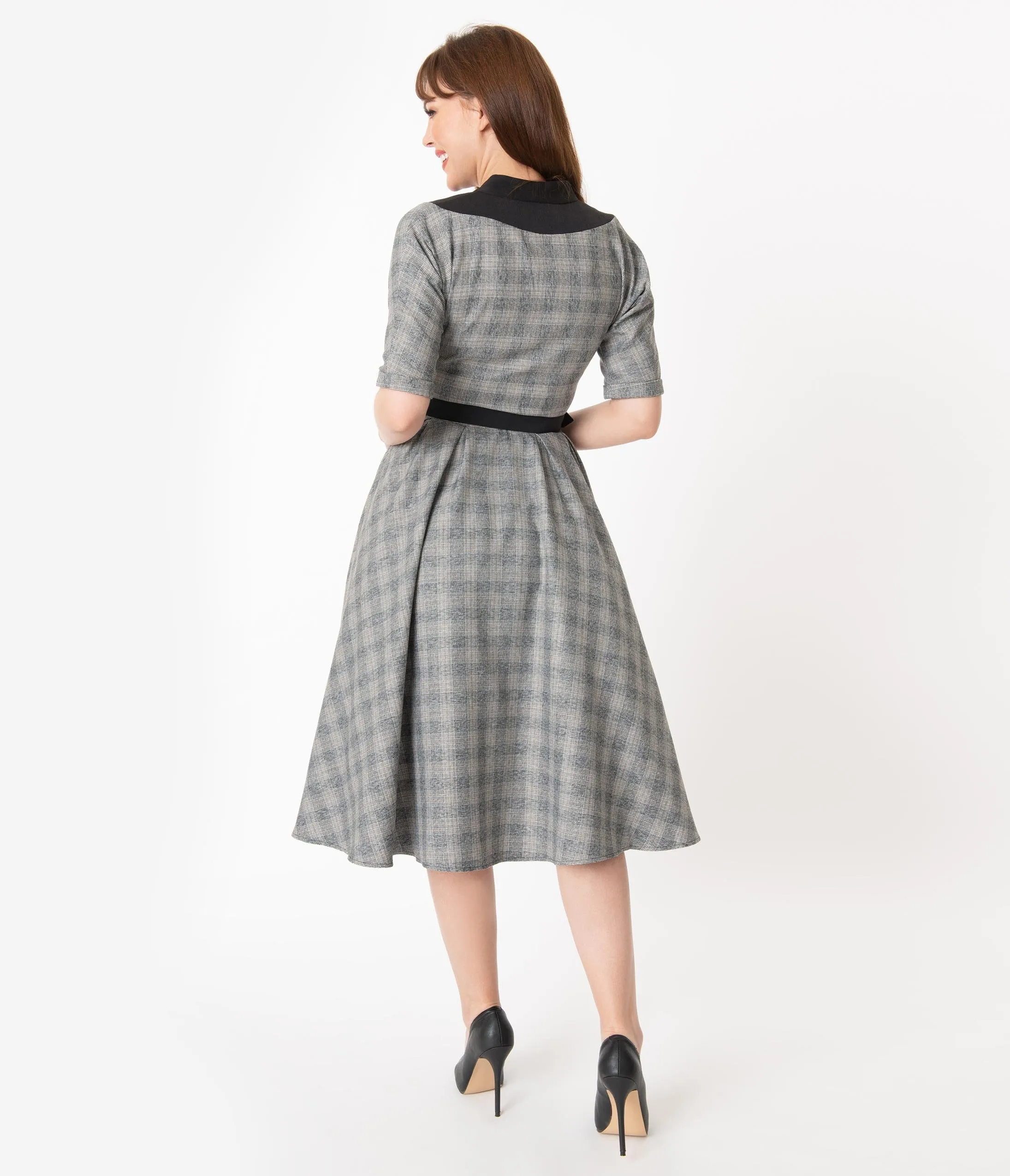 Miss Candyfloss 1950s Grey Check Maeby Swing Dress