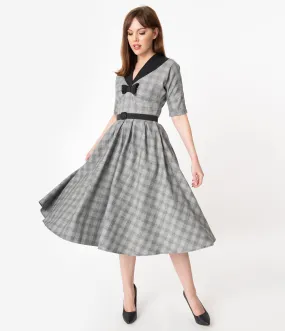 Miss Candyfloss 1950s Grey Check Maeby Swing Dress