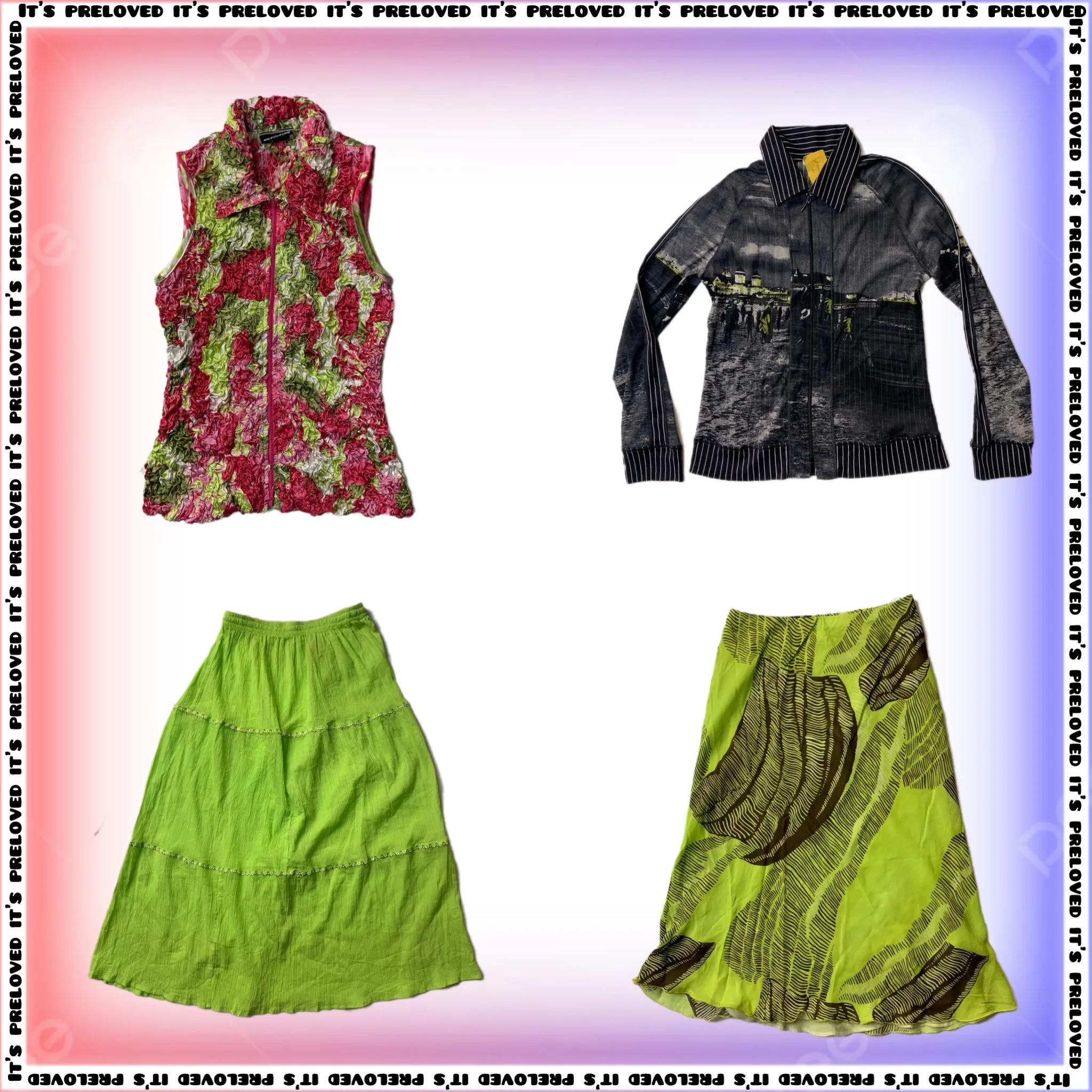 Mix and Match Summer: Y2K Zip Detail Tops and Skirt Mix (SS-359)