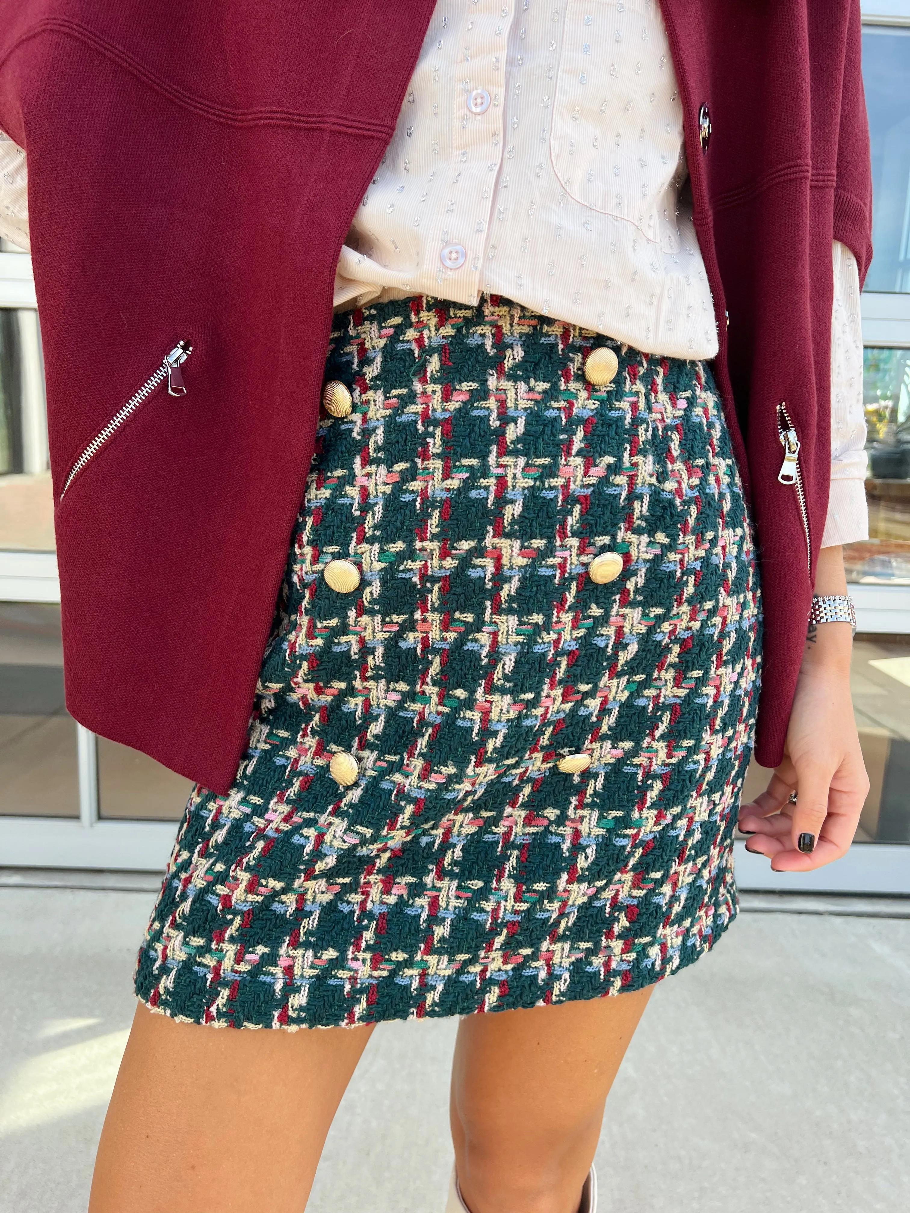 MULTI COLOR TWEED SKIRT