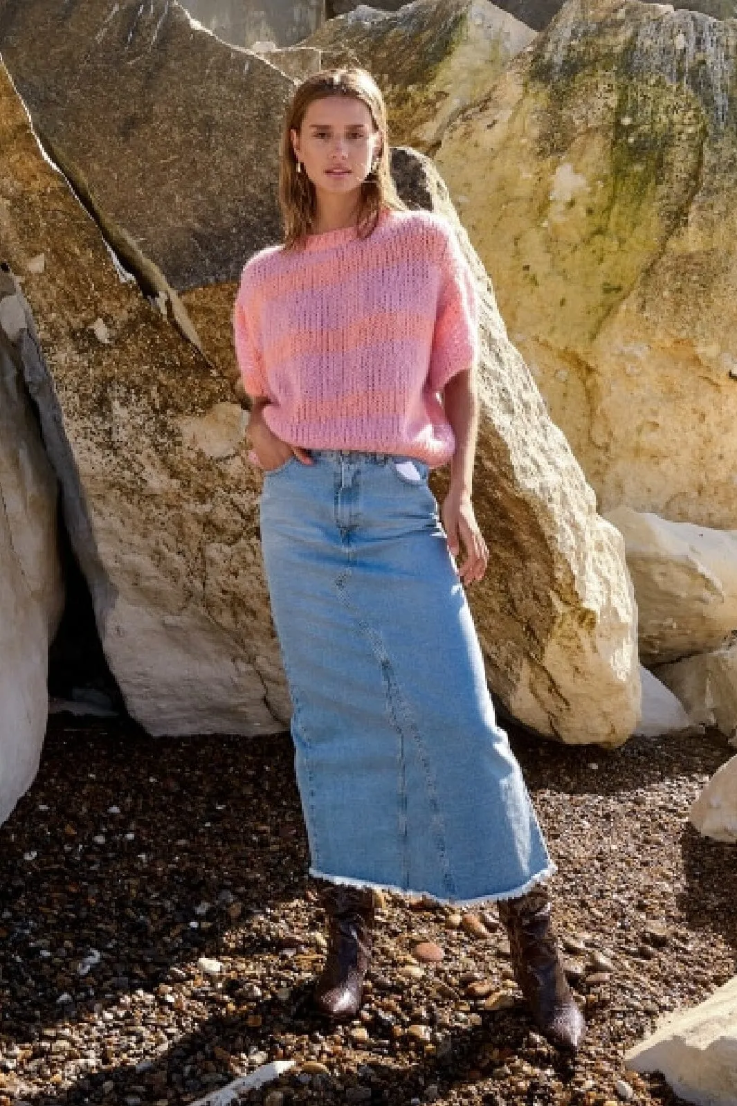 Noella - Rory Denim Skirt - Light Blue Washed
