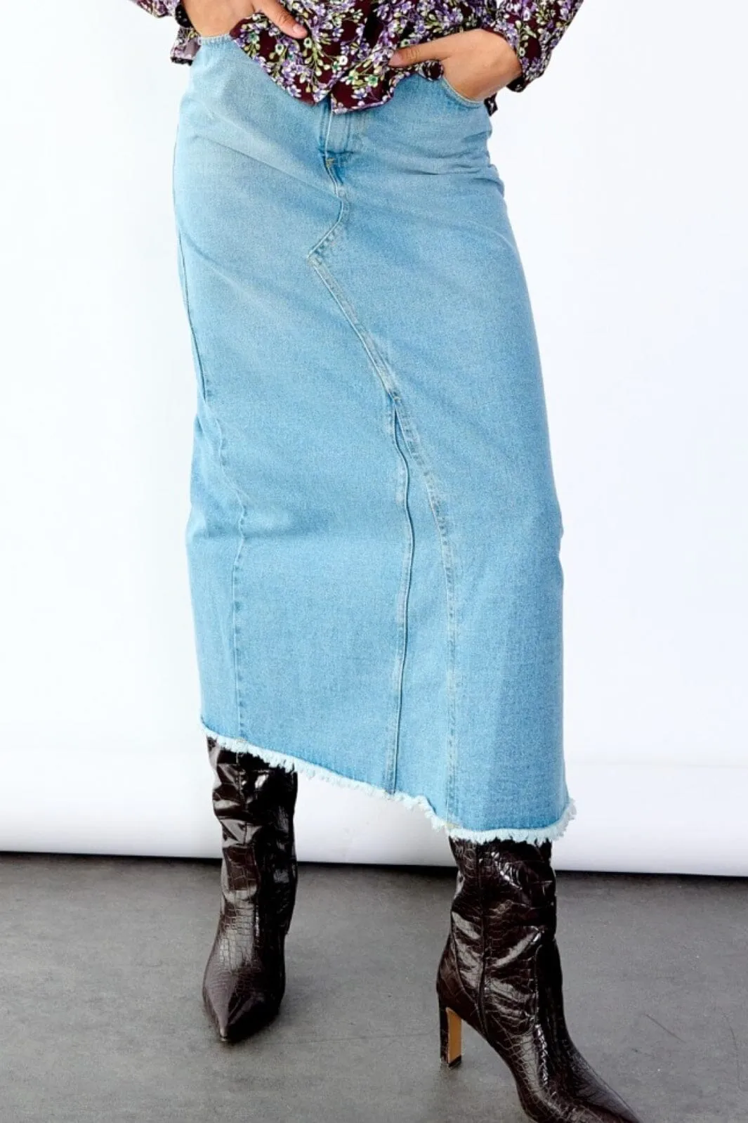 Noella - Rory Denim Skirt - Light Blue Washed