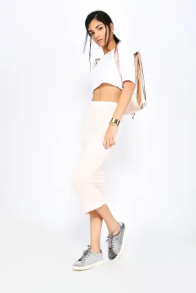 Nude Midi Jersey Skirt
