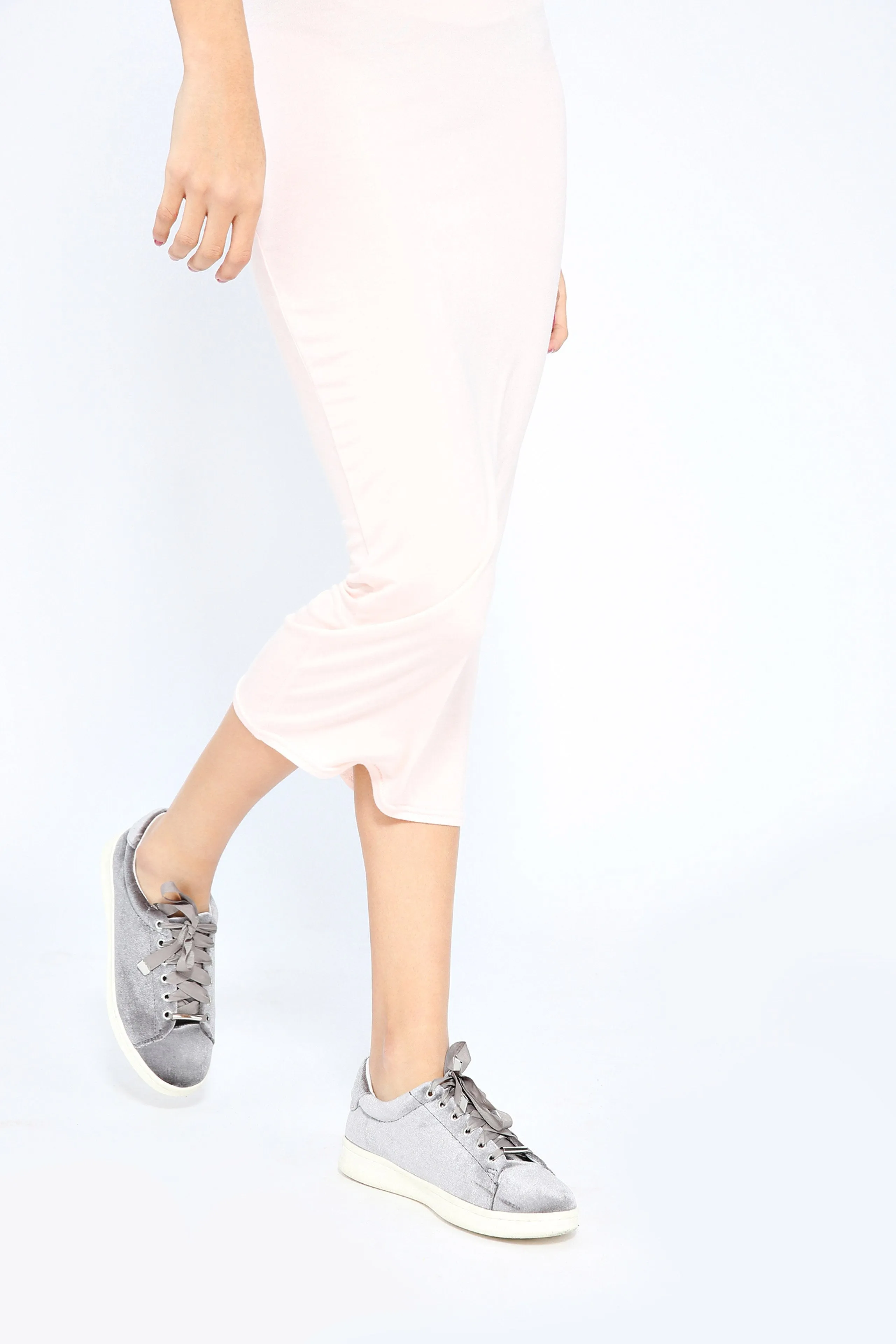 Nude Midi Jersey Skirt