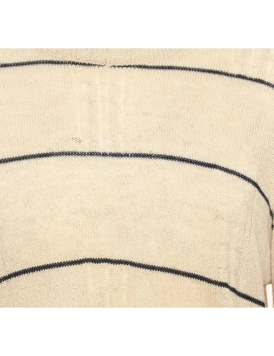 Off-White & Black Striped Knit Jumper  - M