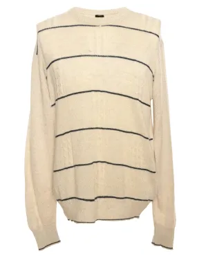 Off-White & Black Striped Knit Jumper  - M