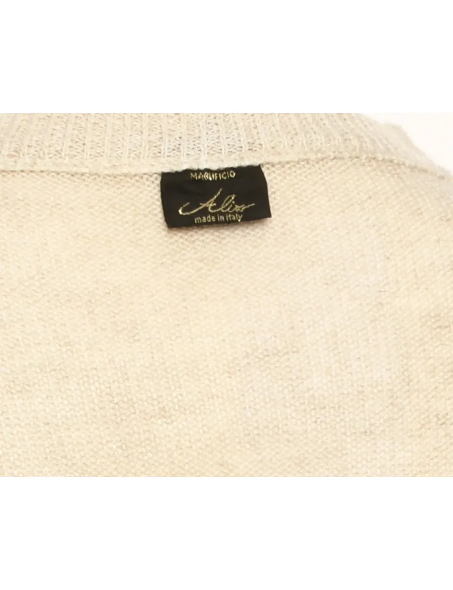 Off-White & Black Striped Knit Jumper  - M