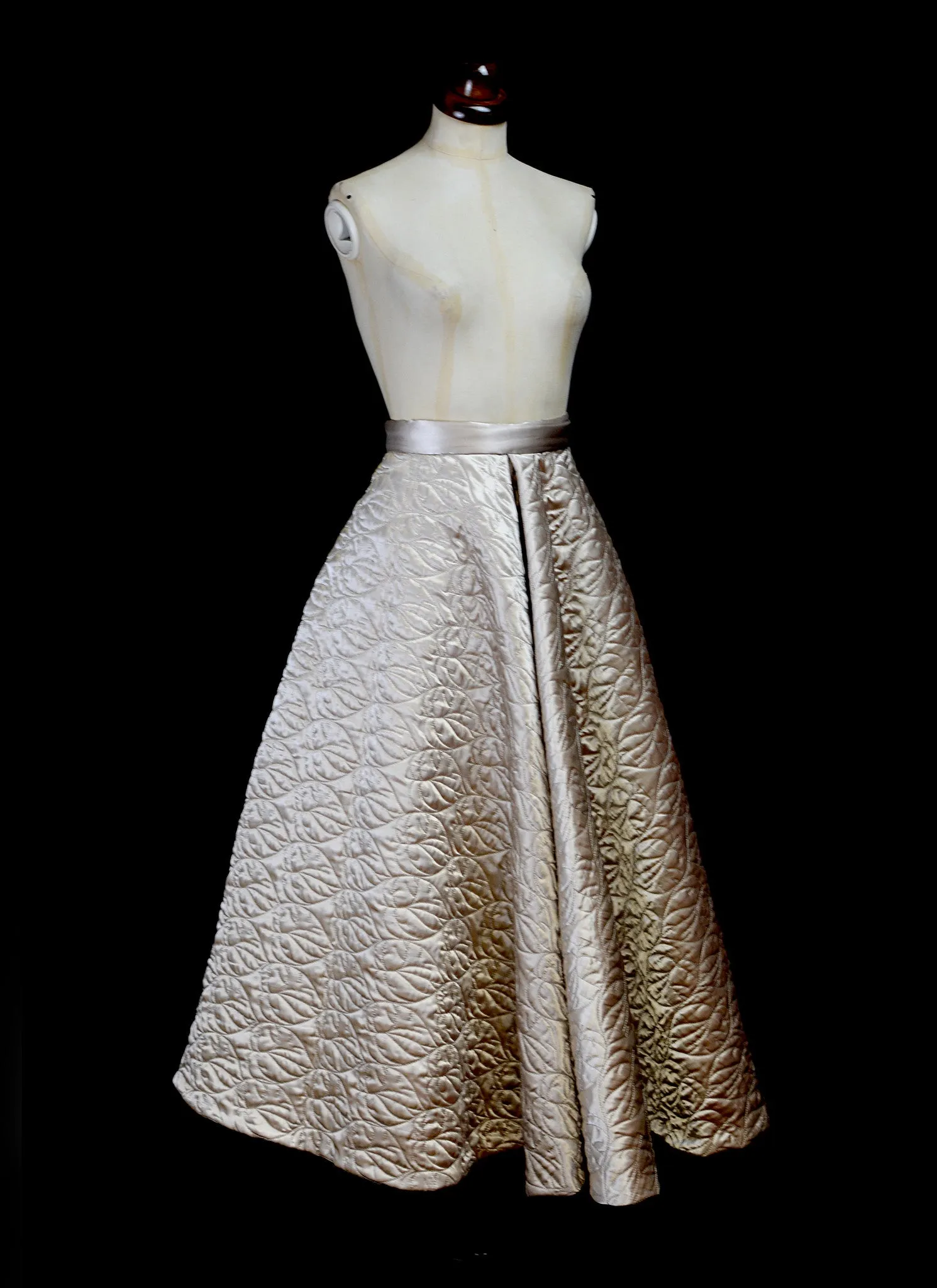 Oyster Quilted Satin Ballgown Skirt